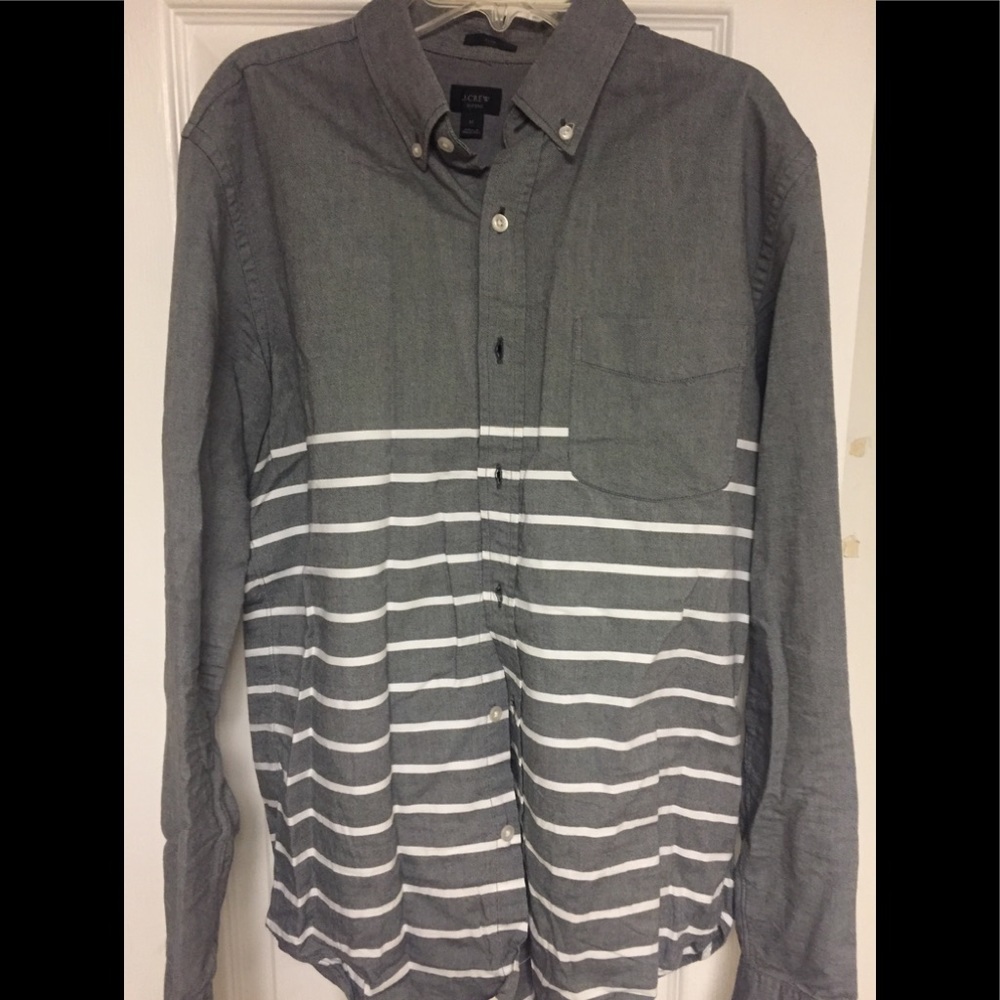 J. Crew grey and white stripe button down - Picture 1 of 3